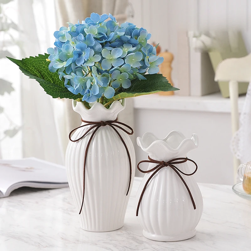 Europos Keramikos vaza apdailos amatų balta/mėlyna Porceliano gėlių vaza centerpieces vestuvėms Sausų gėlių namų puošybai