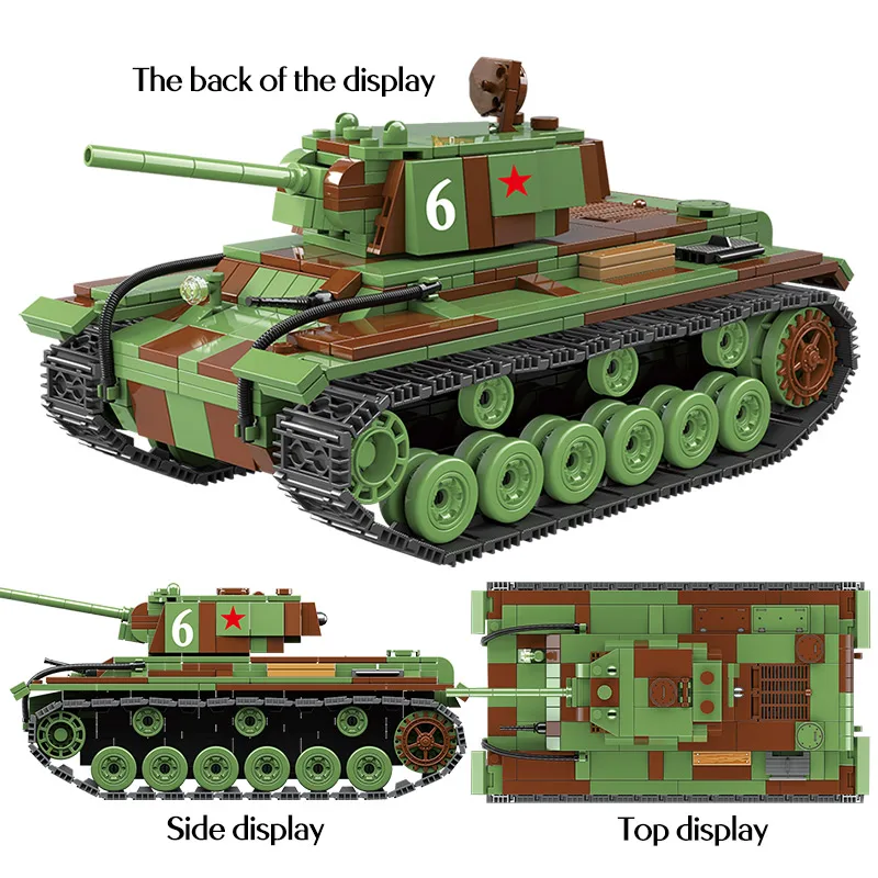 768 VNT Karinės Sovietų Rusija KV 1 Sunkusis Tankas Blokai Bakas Miesto Kareivis WW2 Policijos Ginklas Plytų Žaislai Vaikams