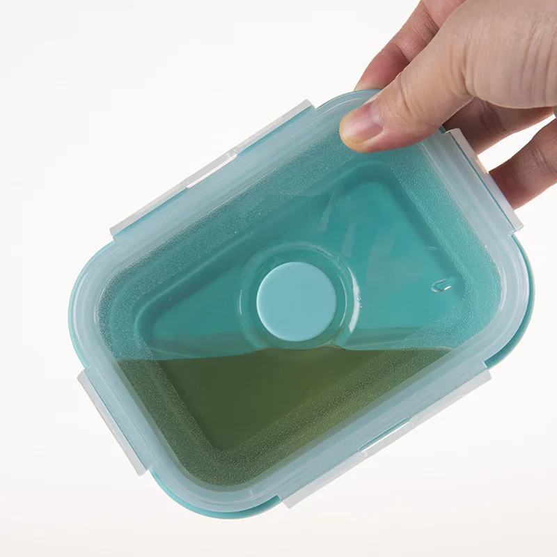 Išardomi Silikono Priešpiečių Dėžutė Maisto Saugojimo Konteineris Bento Box Microwavable Nešiojamų Iškylą Kempingas Stačiakampio Lauko LunchBox