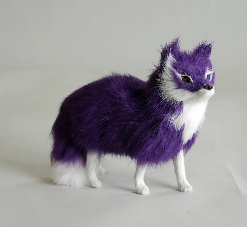 Kūrybos simuliacija, violetinė fox modelis nuolatinis fox lėlės dovana, apie 16x5x12cm