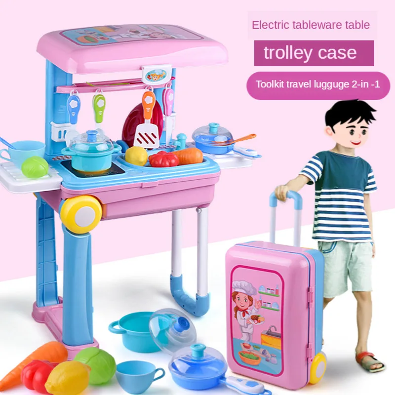 Vaikų Nešiojamų Apsimesti Žaisti Žaislų Rinkinys Virtuvė Sudaro Nustatytas Vaidmuo Žaisti Švietimo Klasikinis Žaislai Lagaminą Įrankius, Vaikų Dovanų