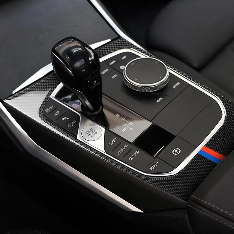 Anglies Pluošto, Automobilių Reikmenys Vidaus Kontrolės Pavarų dėžė Shift Skydelio Dangtelį Apdailos Lipdukai BMW G20 G28 350li 335 330 d. 2019 m. 2020 m.