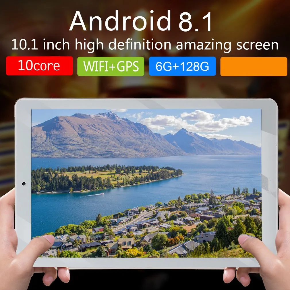 P10 Mados Tablet 10.1 Colių HD, Didelis Ekranas, Android 8.10 Versija Mados Nešiojamų Tablet 6G+128G Balta Tabletė Balta EU Plug