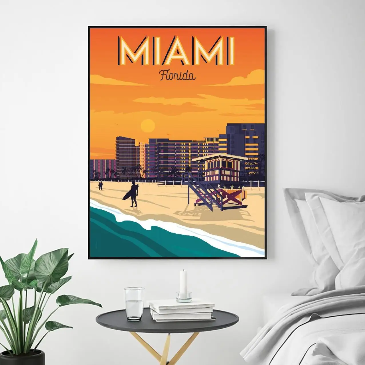 Miami Beach Kelionės Menas Drobė Plakatas Spaudinių Namų Sienų Dekoras Tapyba