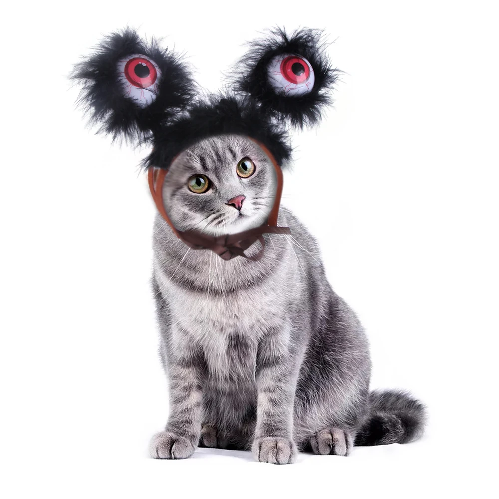 Juokingas Naminių Kačių Kostiumas LED Šviesos Akis, galvos Apdangalai Perukas Bžūp Cosplay Fancy Dress Pet products Kačių ir Šunų Helovinas Kalėdų Dekoro