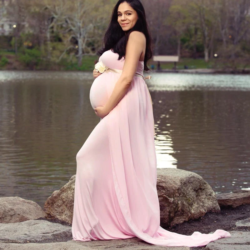 2020 m., NAUJOSIOS Motinystės Tiulio Ilga Suknelė Baby Shower Medvilnės Suknelė Už Nuotrauką Šaudyti Nėščioms Moterims Seksualus Shoulderless Maxi Suknelė