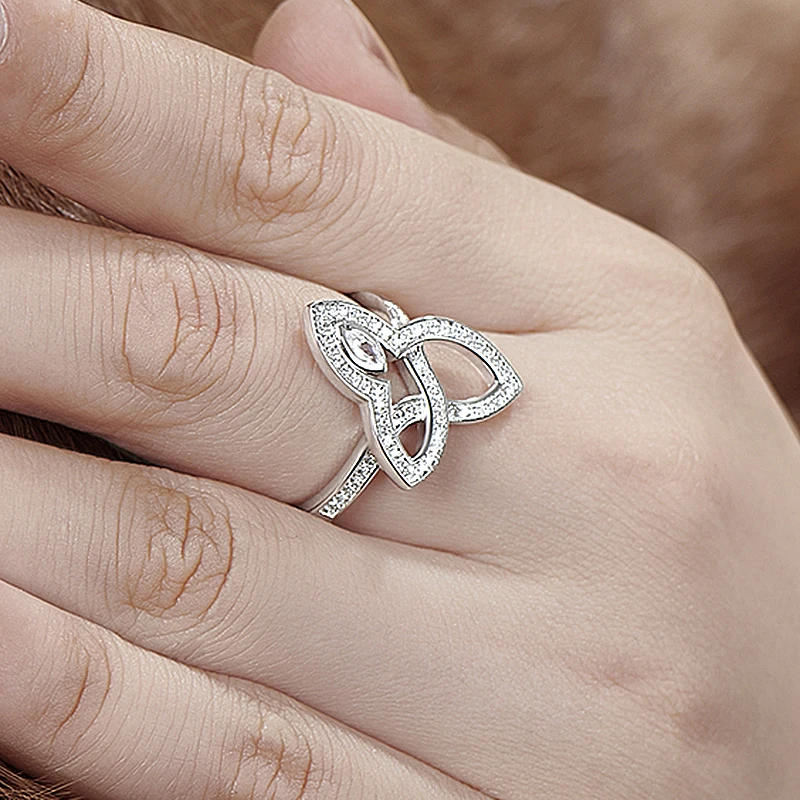 LESF 925 sterlingas sidabro vestuvinis žiedas trefoil žiedas markizė cut-osioms žiedas sidabro moterų nuotakos žiedas papuošalai