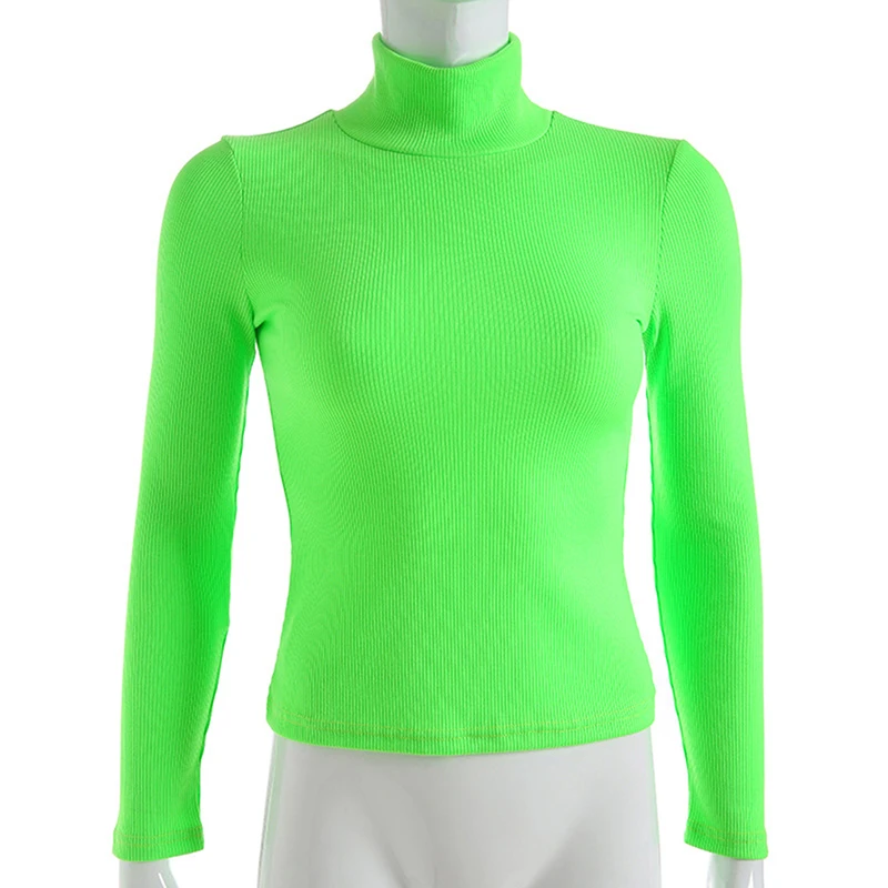 Moterų megztinis ilgomis rankovėmis golfo viršūnes drabužių plonas medvilnės megztinis S-L 3 spalvų