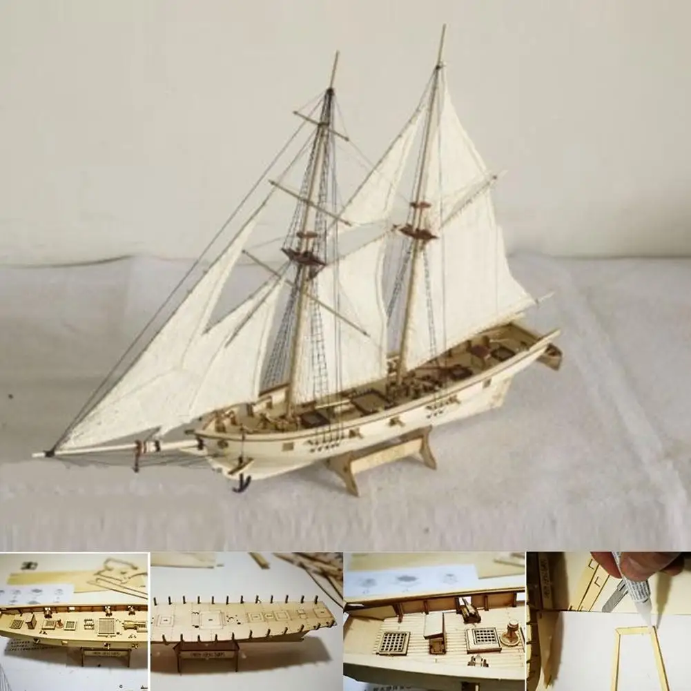 1:100 Masto Kūrybos Mini Medinis Burlaivis Laivas, Komplektas Valtis Žaislas 