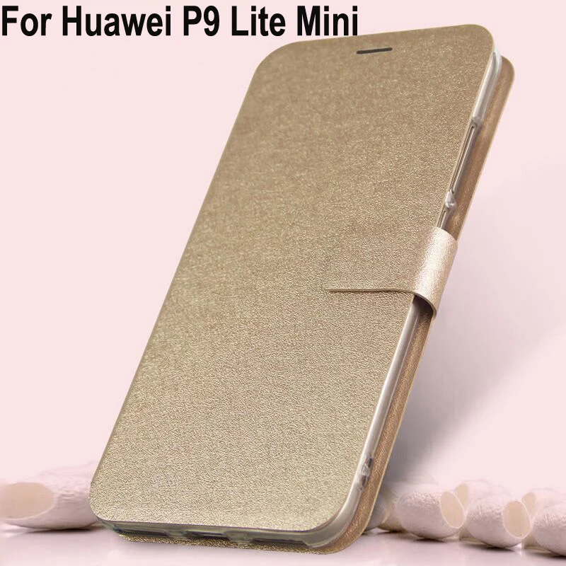 Dėklai Huawei P9 Lite Mini atveju PU odos Sillcon atveju coque apversti Magnetinių Uždarymo galinio Dangtelio Huawei P9 LiteMini shell