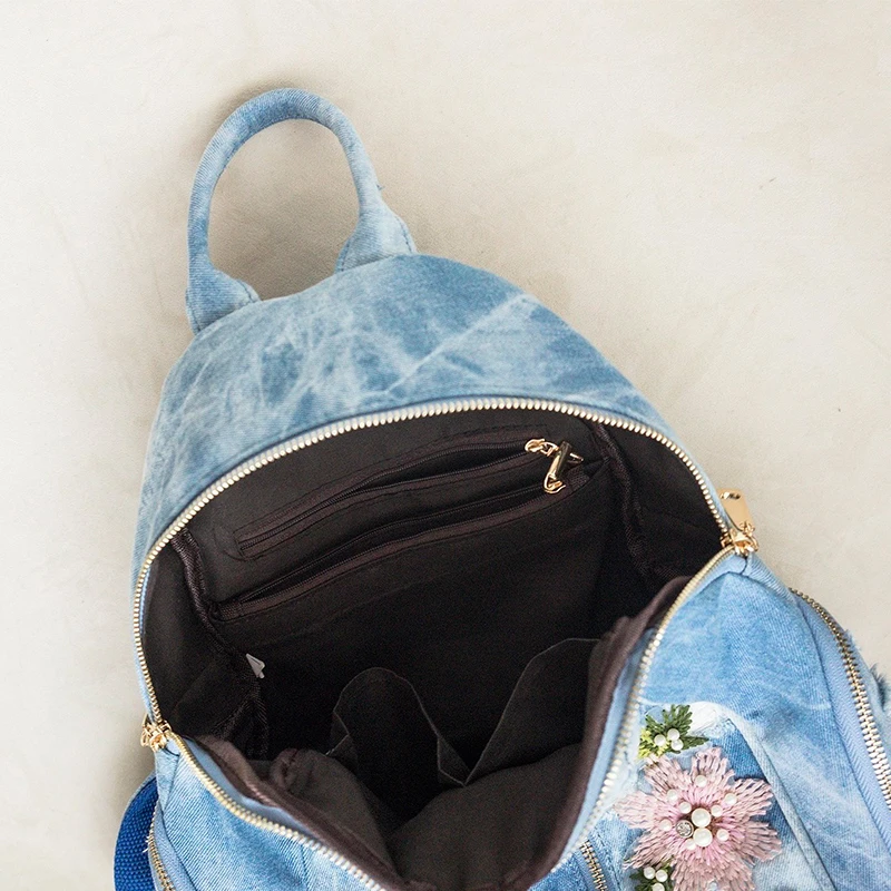 IPinee Mada Moterims, kuprinės Mergina Gėlių Siuvinėjimas Džinsinio audinio krepšiai Paauglių Mokyklos Krepšys, kelioninis Krepšys Feminina ant Nugaros