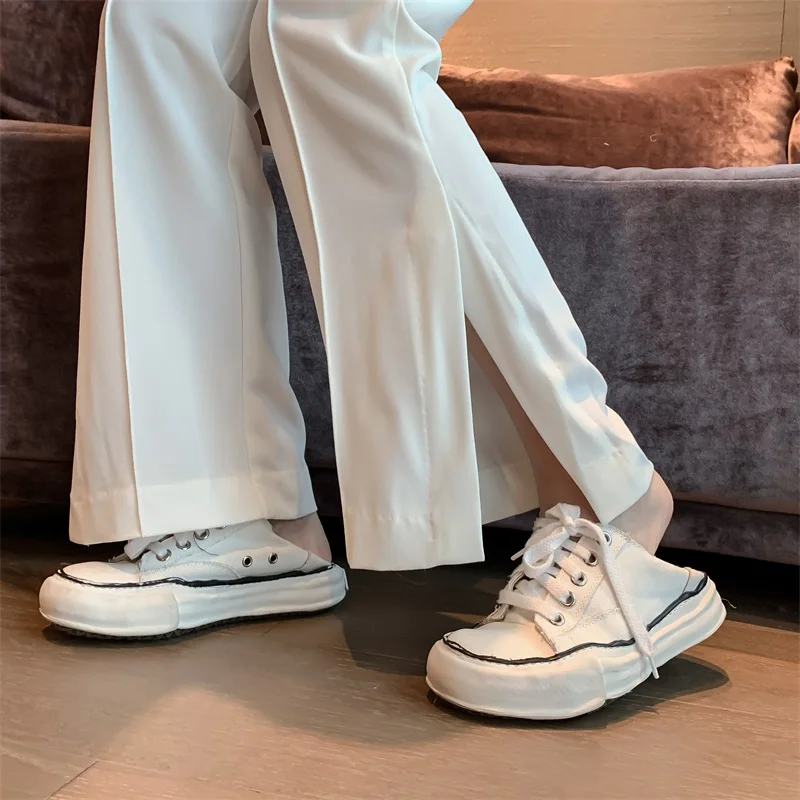 WHCW CGDSR 2020 m. rudenį, kelnės moterims, platus kojos ziajać žiemos kieta moteris, kelnės aukštu juosmeniu atsitiktinis Tiesiai Streetwear korėjos stiliaus