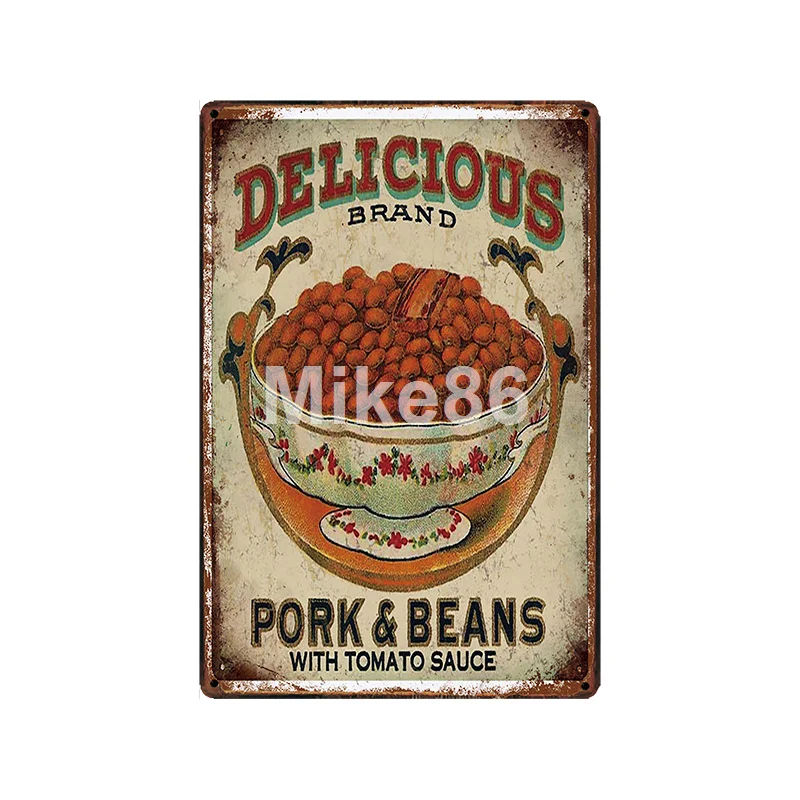 [ Mike86 ] Pop Corn Agurkų, Pomidorų, KIAUŠINIŲ, KUMPIO Sulčių Metalo Pasirašyti Vintage Store Retro Geležies Tapybos Maisto plakatus 20*30 CM, LT-1913