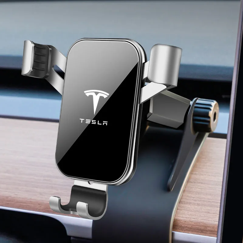 LQY automobilinis Telefono Laikiklis Paramos Įrašą Kalno Stovi lentynos juoda sidabro Tesla Model 3 2017-2019