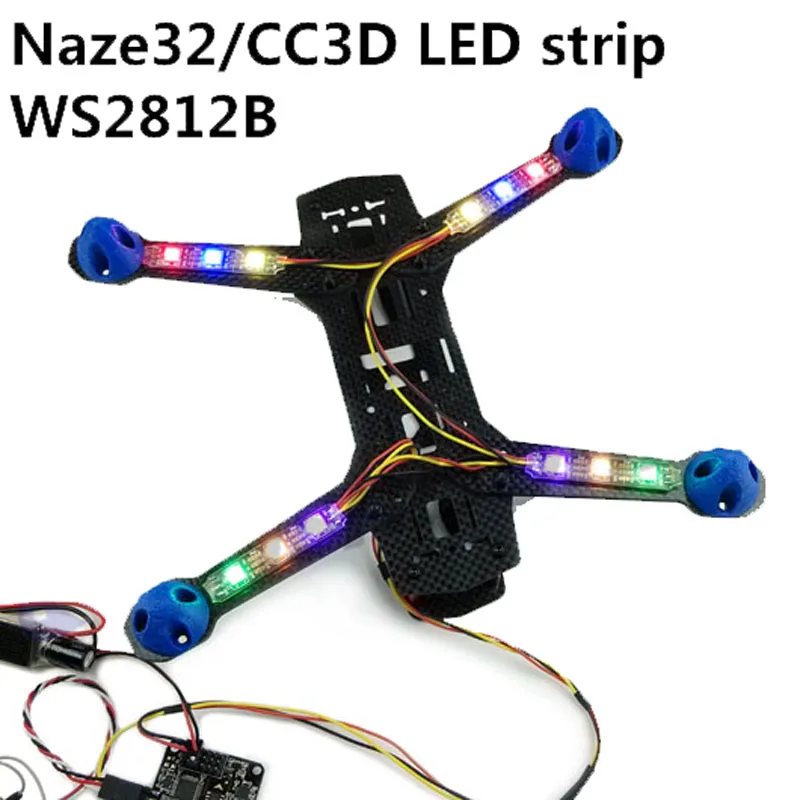 4PCS LED Šviesos Juostelės 3 Karoliukai RGB už Naze32 CC3D SP Lenktynių F3 WS2812B FPV Quadcopter RC Drone 