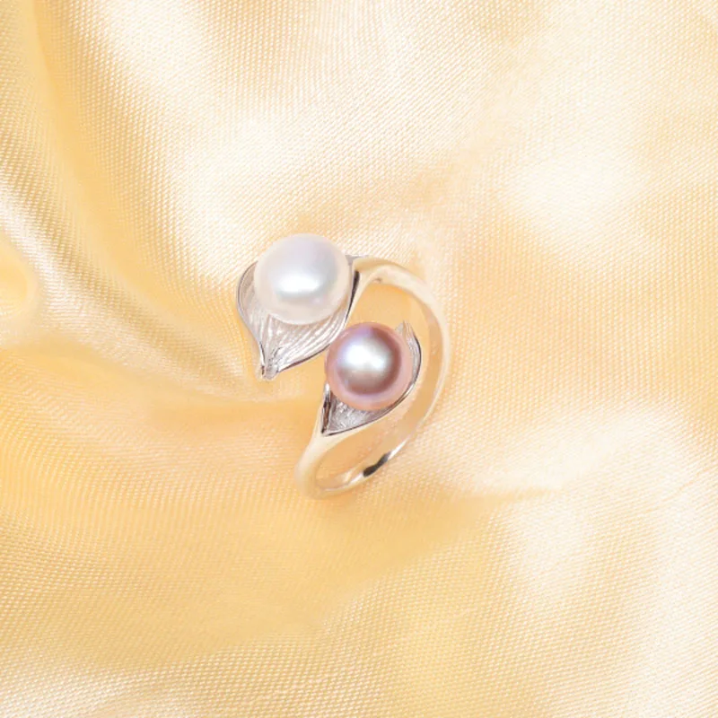 ASHIQI s925 sterlingas sidabro žiedas 7-8mm Natūralių gėlavandenių Perlų papuošalai moterims MEILĖ Širdyje