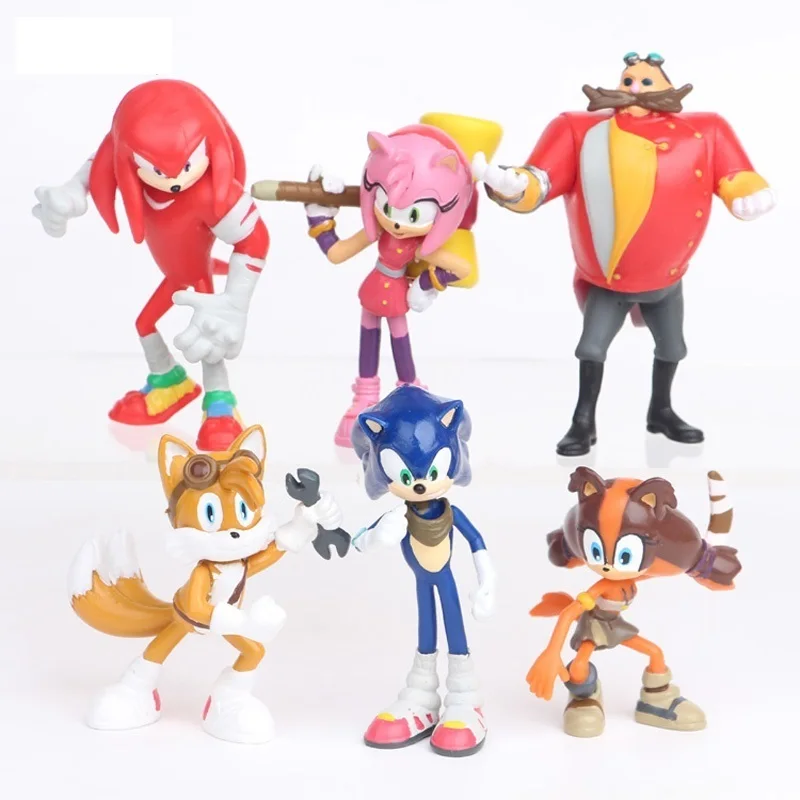 6Pcs/Set Sonic Boom Retas Dr Eggman Šešėlis PVC Žaislai Veiksmų Skaičiai Lėlės Sonic Šešėlis Uodegos Simbolių Skaičius Žaislai Berniukams, 7CM