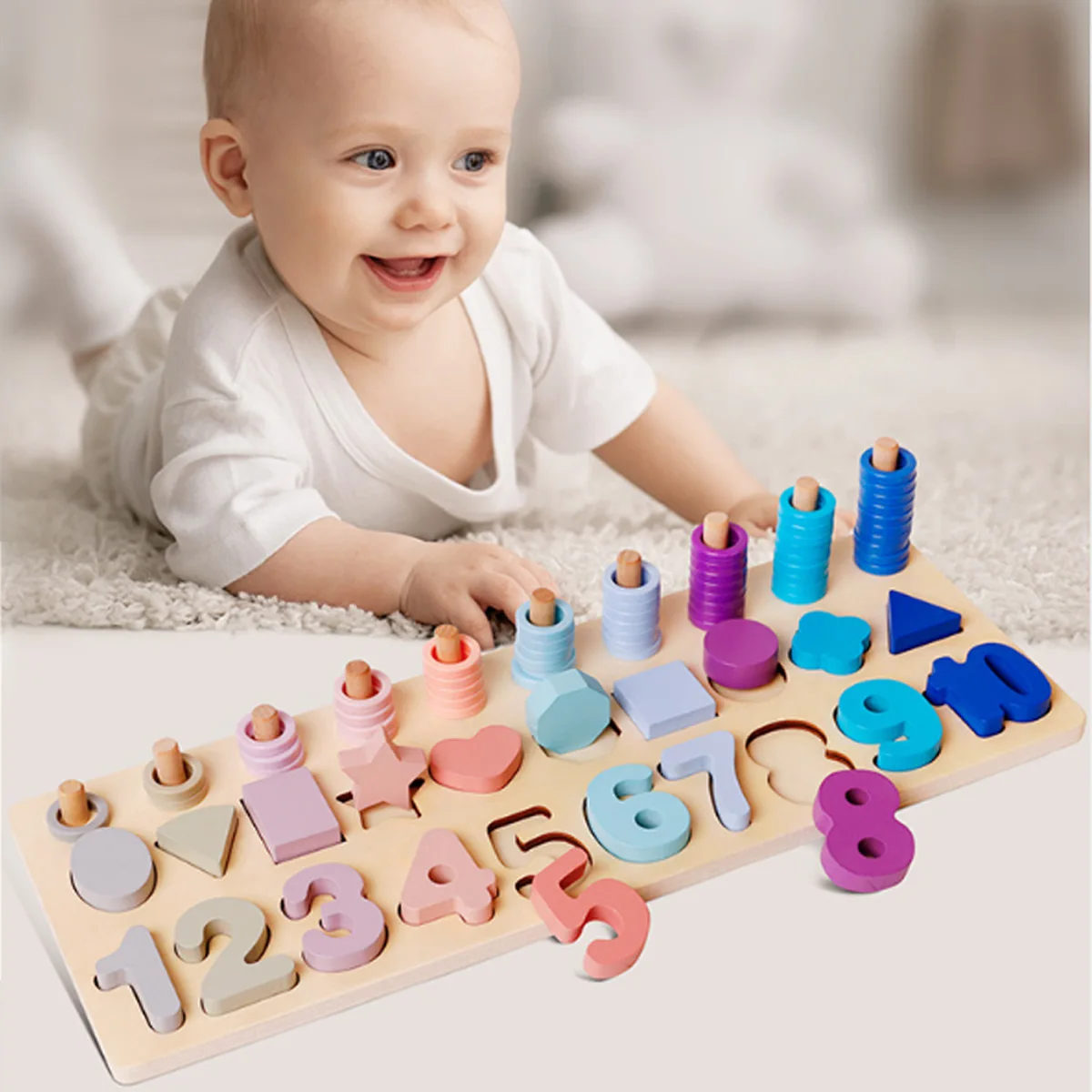 Ikimokyklinio Amžiaus Kūdikis Montessori Žaislai Ankstyvojo Ugdymo Matematikos Mokymo Priemonių, Žaislų, Skaitmeninis Laikrodis, Medinis Žaislas Skaičius Geometrinės Formos Atitikimo