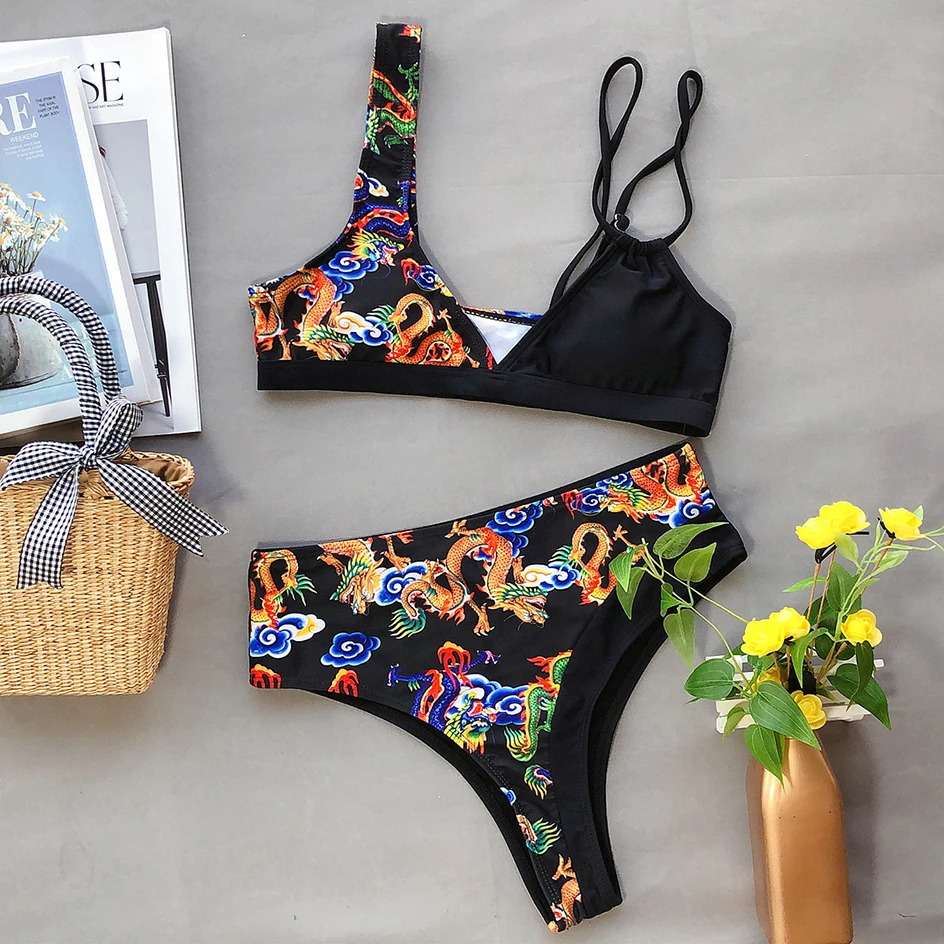 Seksualus maudymosi kostiumėlis Moterims Aukšto Juosmens Bikini 2020 Metų Vasaros maudymosi Kostiumėliai, Moterų Bikini Komplektas Paplūdimio Plaukimo Maudymosi Kostiumą, Moteris Keltą