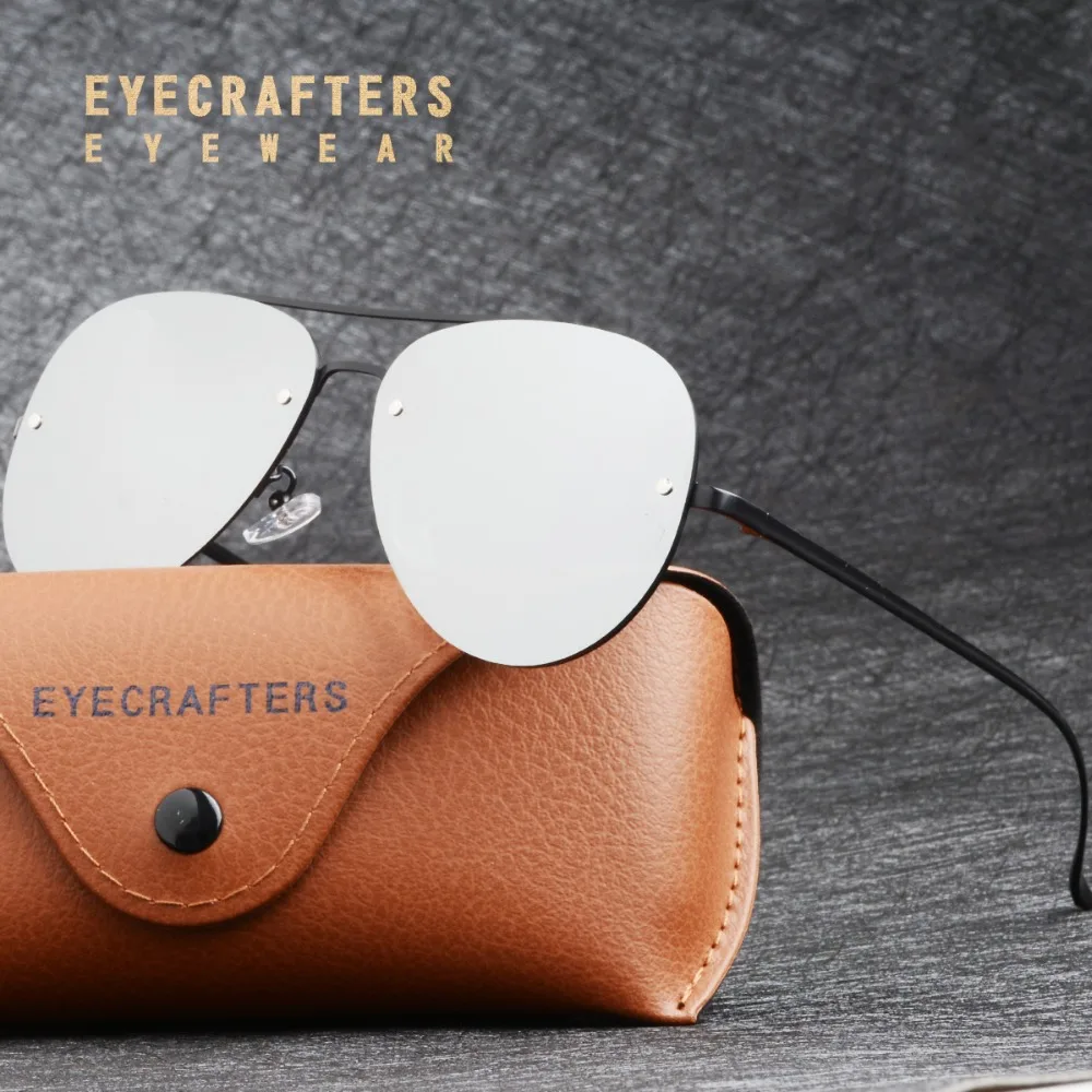 Eyecrafters Didelių Negabaritinių Moteriški Vyrai Poliarizuoti Akiniai nuo saulės Mados UV400 Anti-Reflective Veidrodinį Polaroid Piloto Akiniai nuo saulės