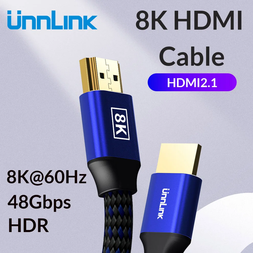 Unnlink Kabelis 1.8 M 8K@60Hz 4K@120 HDMI suderinamus HDR RGB 4:4:4 48Gbps HDCP2.2 Splitter Jungiklis PS4 TV xbox Kompiuterį