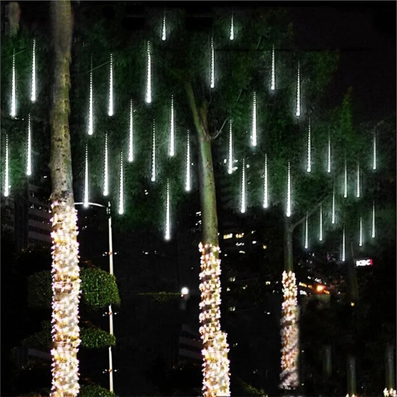 Atsparus vandeniui 3 spalvų ES Prijungti Girliandą 8 Vamzdžiai LED Meteoras Dušas Lietaus styginių šviesos 50cm 30cm Varveklis Sniegas, Kalėdos apdaila