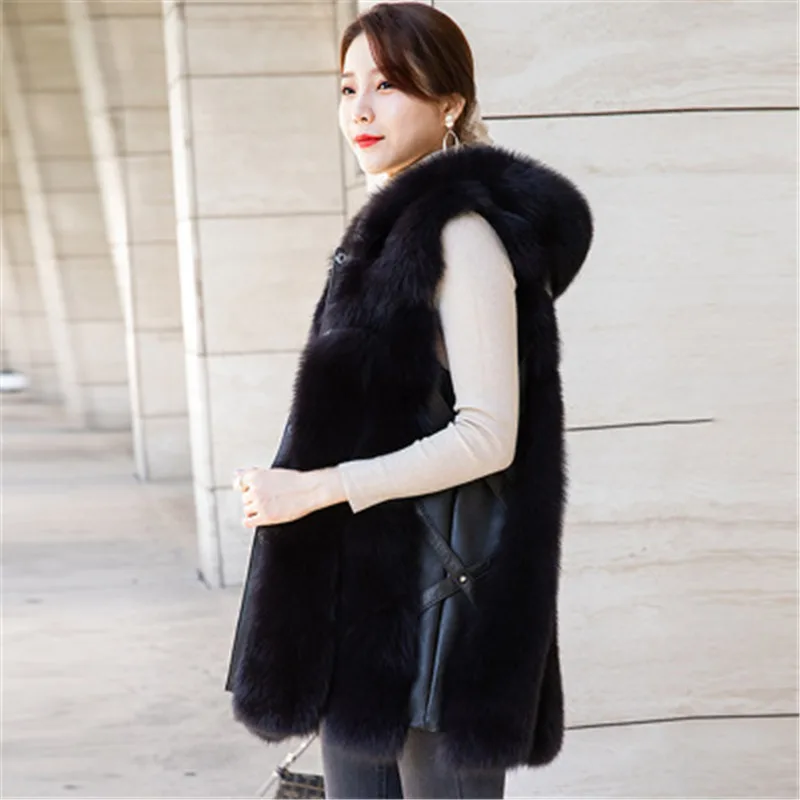 Karšto pardavimo moterų žiemos paltai nekilnojamojo lapės kailio liemenė natūralaus kailio gilet mados drabužių originali fox fur coat kailio striukė moterims, drabužiai
