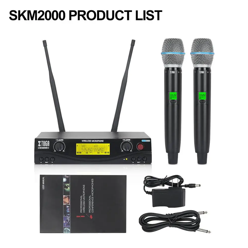 XTUGA SKM2000 UHF Dual Channel Wireless Handheld Mikrofonas, Lengva naudoti Etape Karaoke Baras Šalis Bažnyčia
