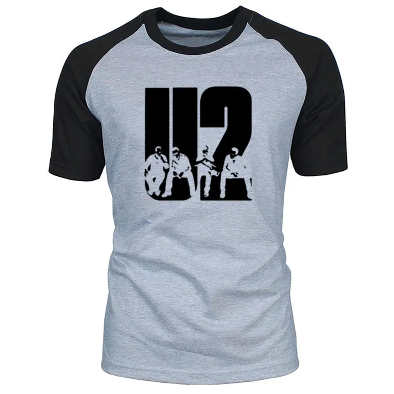 Berniukai Trumpas raglan rankovėmis T-shirt apvalus apykaklės Puikus U2 juostos spausdinimo vyrams, Atsitiktinis marškinėliai drabužių, Hip-Hop, Rokas vyrų Laisvas Dydis