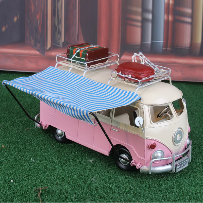 Nostalgiškas Derliaus Autobusų Modelis Metalo Automobilių Statuleles Su Baldakimu Namų Puošybos Ornamentais Autobusų Papuošalai Darbalaukio Dekoro Vaikams, Žaislai