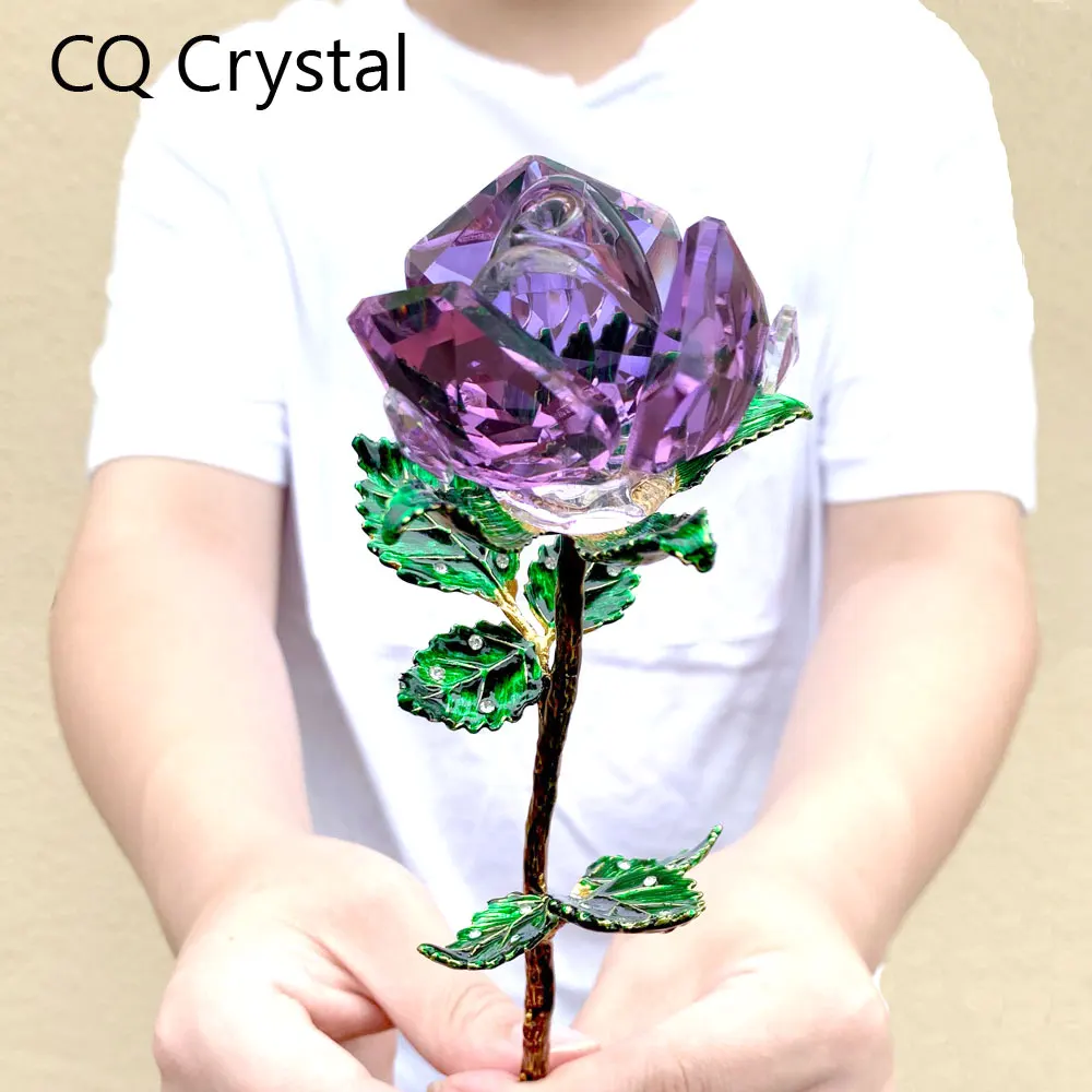 5 Spalvų Crystal Rose Gėlių Figūrėlės Stiklo Prespapjė Amatų Vestuvių Valentino Dienos Dovanas Namų Stalo Puošimas Ornamentais Pakuotėje