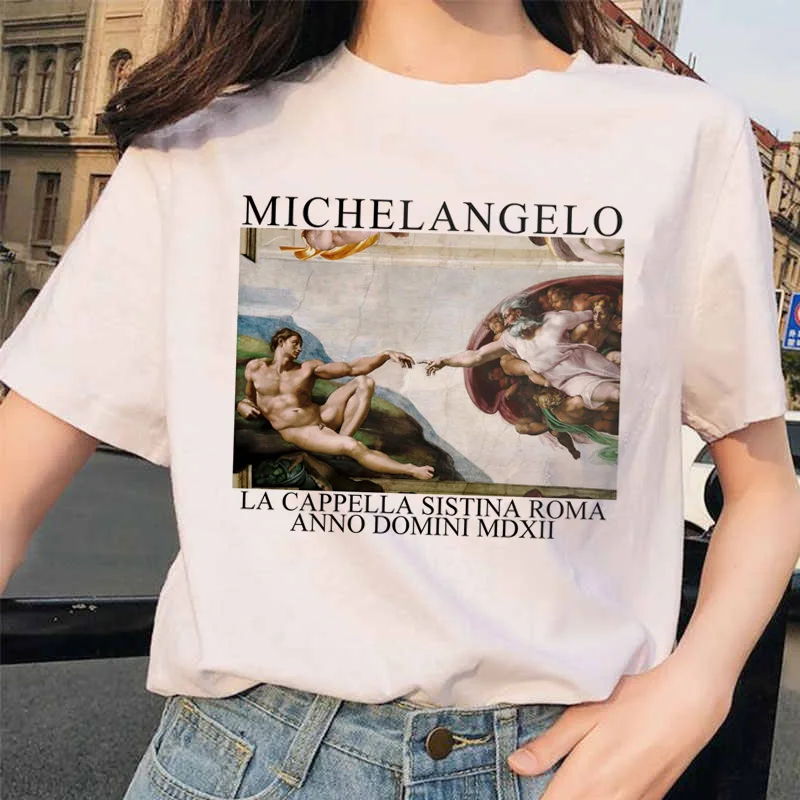 Mikelandželas marškinėliai rankas moterų estetinės Grafinis marškinėlius moterų aestheticgrunge derliaus ulzzang 90s femme harajuku t-shirt