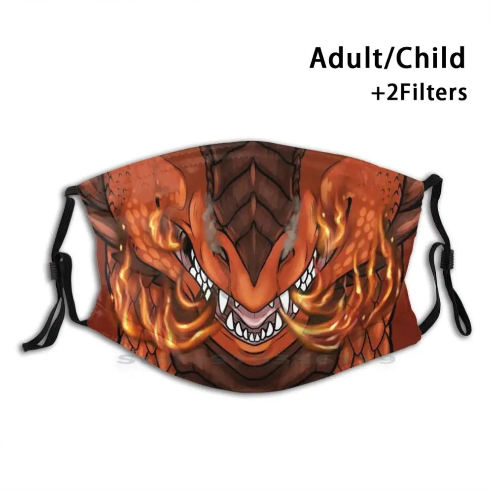Gaisro Dragon Mask Nagų Dizaino Apsaugos Nuo Dulkių Filtras Plaunamas Veido Kaukė Vaikams Raudonos Ugnies Drakono Liepsna
