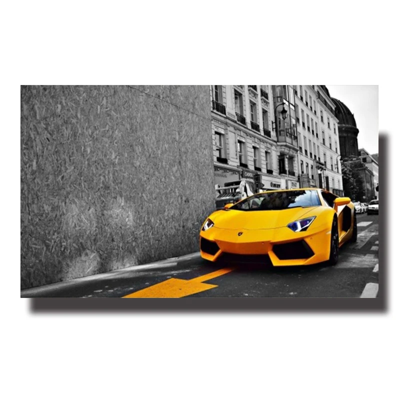 Super Cool Geltonos spalvos Automobilių Sporto Automobilių Drobės Tapybos Awesome Automobilių Plakatas Automobilio Nuotraukos Sienos Meno Kambarį Namų Dekoro (be Rėmelio)