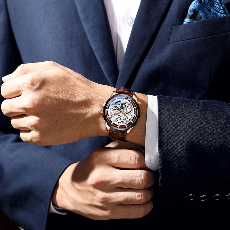 AILANG 2020 naujų laikrodžių vyrams automatinis mechaninis laikrodis tuščiaviduriai vandeniui top brand verslo žiūrėti originalus dizainas