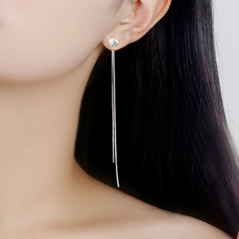 Elegantiškas 925 sidabro ausų smeigės moteris ilgai Kutas auskarai, pakabukas papuošalai paprasta korėjos versija vestuvių auskarai lady pasakų hy011