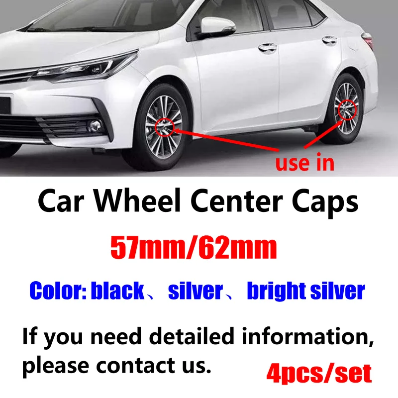 4pcs 57mm 62mm 60mm black silver automobilių Ratų Center Caps hub apima emblema toyota Automobilių reikmenys