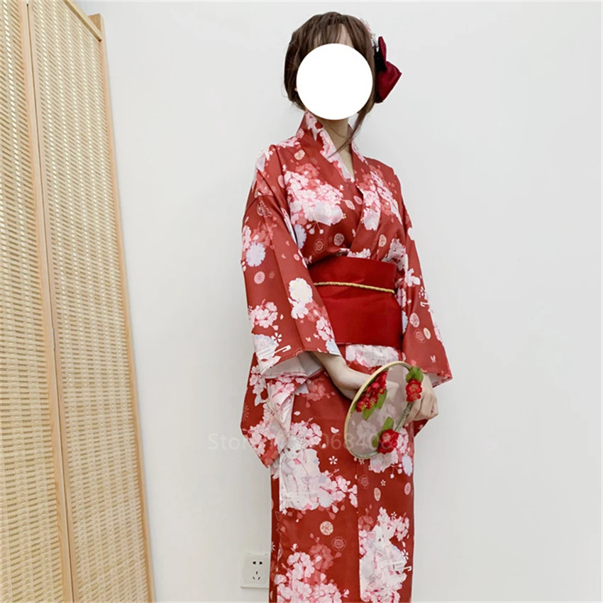 Japonijos Tradicinių Kimono Suknelę Rytų Elegantiškas Yukata Sakura Katė Moteris Naujųjų Metų Haori Obi Kimono Derliaus Cosplay Kostiumai