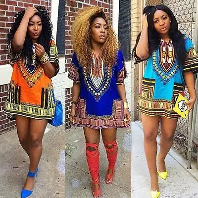 Moterų Boho Dashiki Suknelės, Marškinėliai Afrikos Gsypy Clubwear Trumpa Mini Suknelė Moterims Drabužių