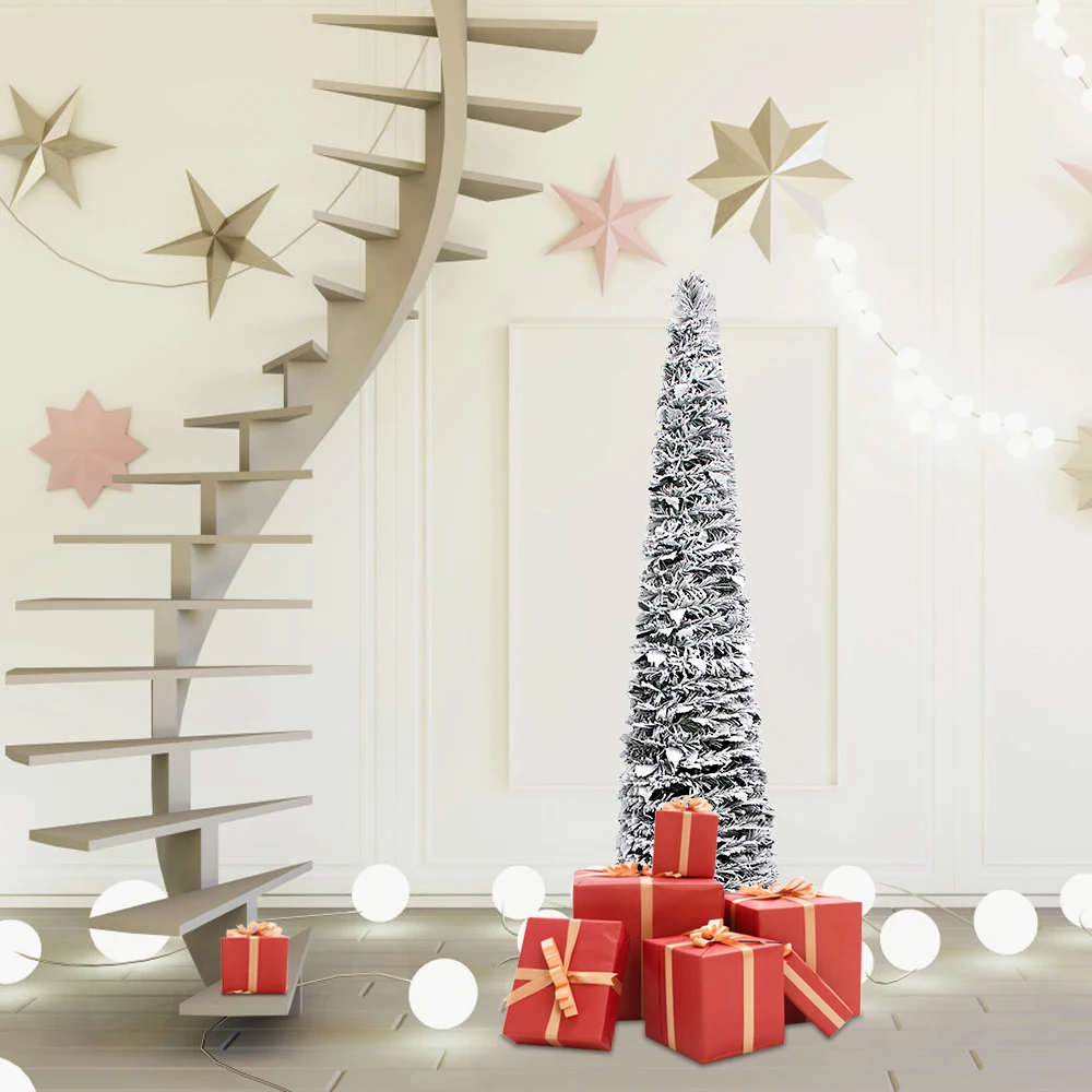 Kalėdinė dekoracija 1,5 m flocking Kalėdų medis su lapais, rankų darbo Kalėdų eglutė, naujieji Metai apdaila
