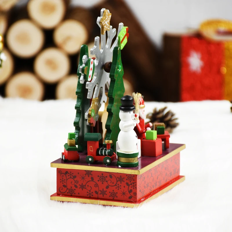Medinių Kalėdų Muzikos Clockwork Sukasi Snaigės Naujųjų Metų Dovanos Kalėdos Figūrėlės Namų Puošybai Enfeite De Natal