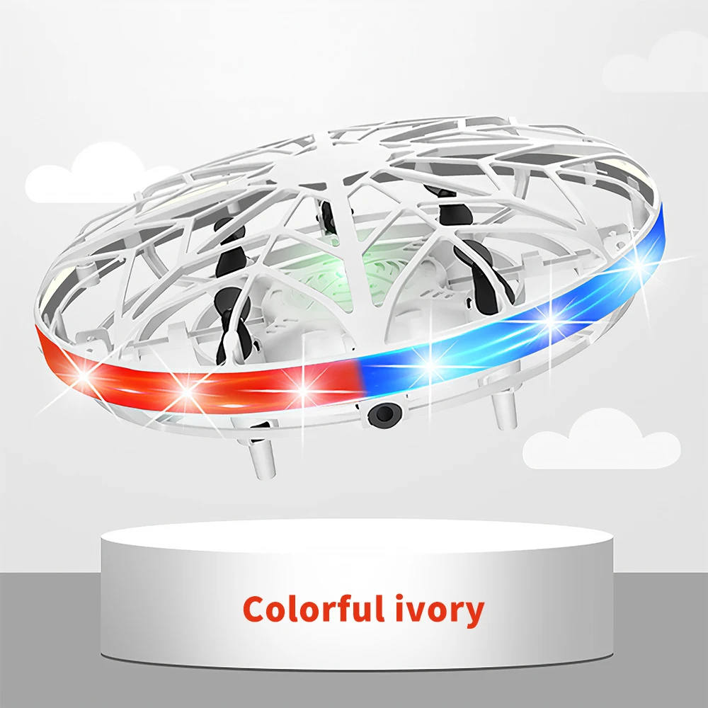 12cm Mini Spalvinga UFO Drone Su LED Šviesos Gestas Jutikliai Kišenėje Nešiojami Quadcopter Modelio Elektros drohne Žaislai vaikams