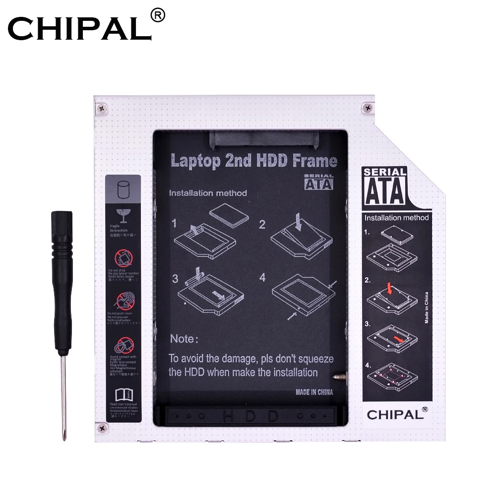 CHIPAL Aliuminio PATA IDE į SATA 2 HDD Caddy 12,7 mm 2.5