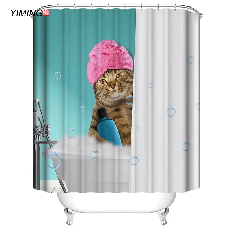 Vonios kambarys vandeniui dušo užuolaidos 3D cute kačių žiūrint į dangų spausdinimo poliesteris namų apdailos, užuolaidų su kabliu