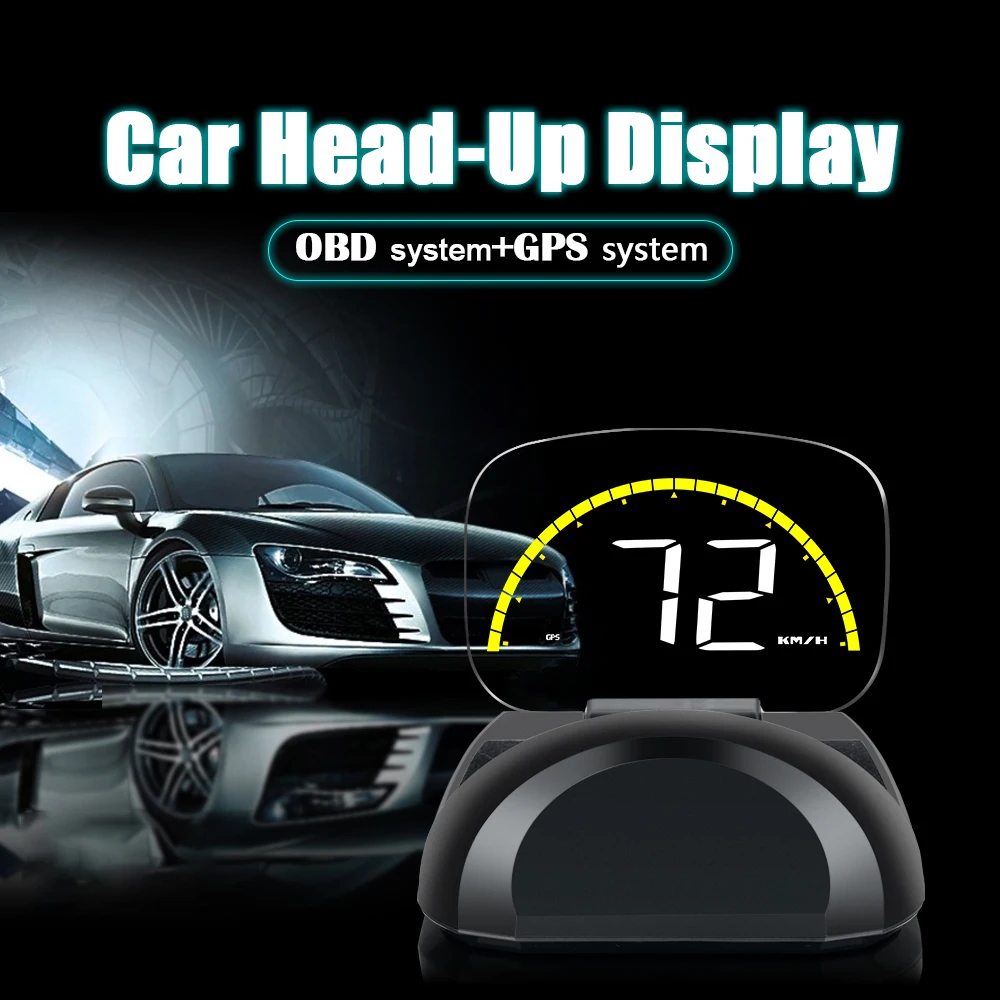 AOSHIKE 2,6 Colių OBD2 + GPS Dual Mode OBD2 Head Up Display GPS HUD Veidrodis Automobilio Greitis Projektoriaus Skaitmeninio MPH KMH Spidometras