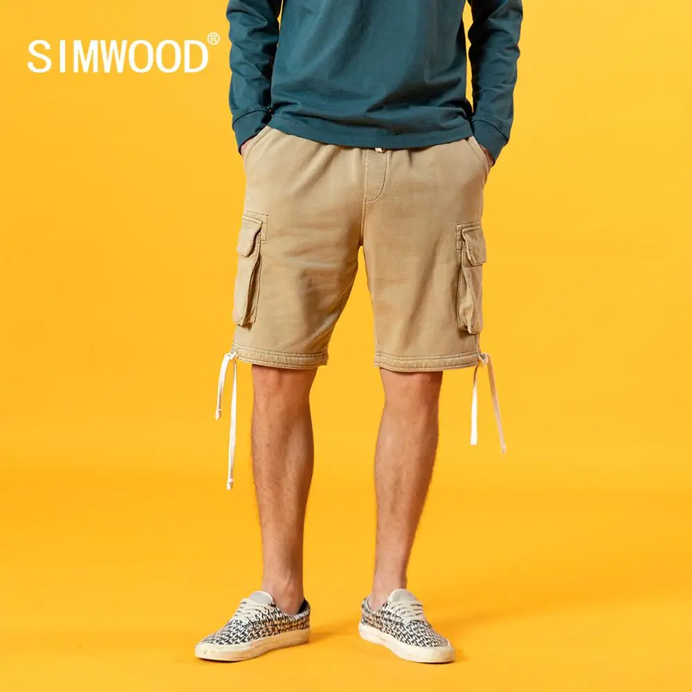 SIMWOOD 2020 metų Vasaros Naują raišteliu krovinių šortai vyrams derliaus medvilnės jogger šortai plius dydis streetwear SJ130175