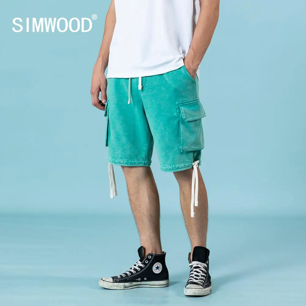 SIMWOOD 2020 metų Vasaros Naują raišteliu krovinių šortai vyrams derliaus medvilnės jogger šortai plius dydis streetwear SJ130175