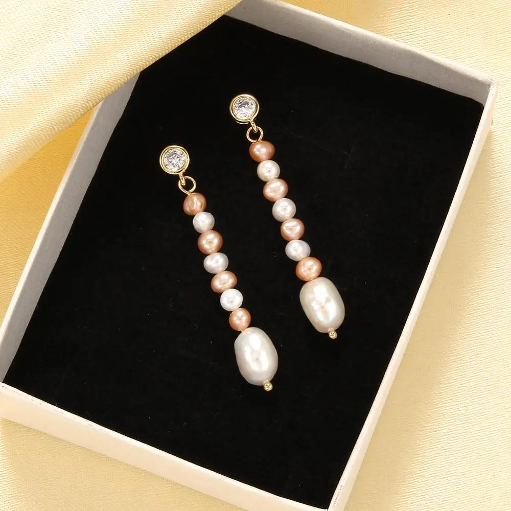 Baroko Gėlavandenių Perlų Auskarai Moterims Zawalcowany Ilgai Lašas Auskarai, perlų Šalies Mergina Dovana Fine Jewelry 2020 NAUJAS