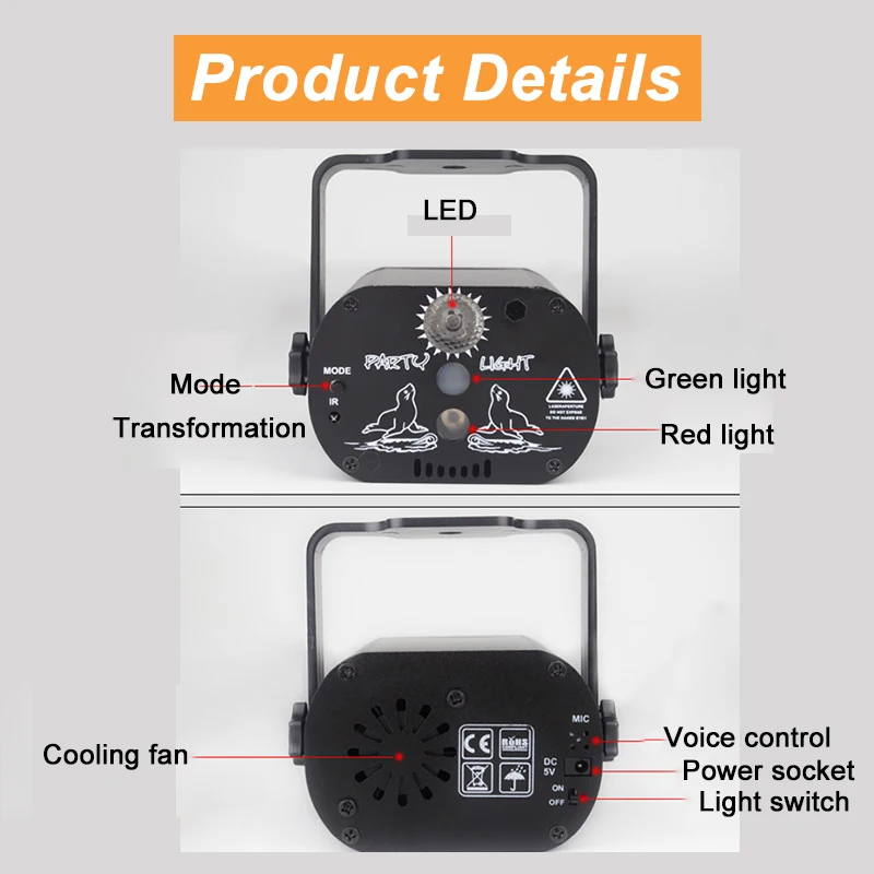 60 Modeliai RGB Scenos Šviesos Mini Lazerinis Scenos Apšvietimas Projektorius Disco Šviesos Usb Įkrovimo Valdymo Balsu Šalis, DJ, LED Lempos