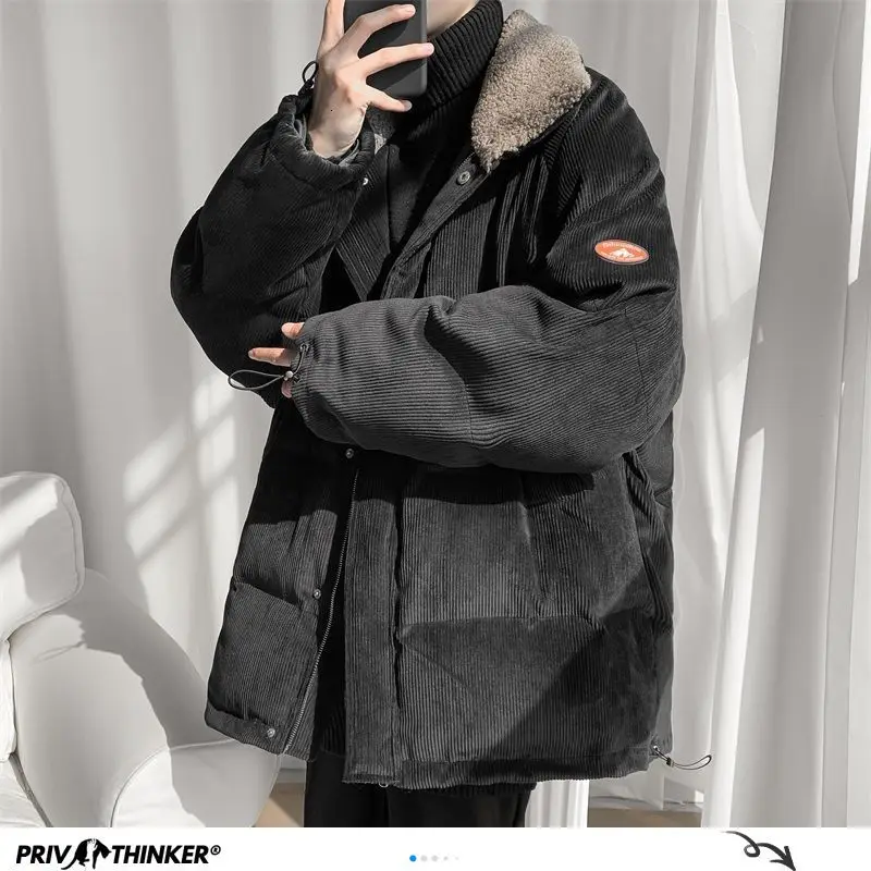 Privathinker Vyrų Atsitiktinis Negabaritinių Šiltas Parkas 2020 M. Žiemos Naujas Sutirštės korėjos Streetwear Vyrų Gobtuvu Spausdinti Drabužiai, Paltai